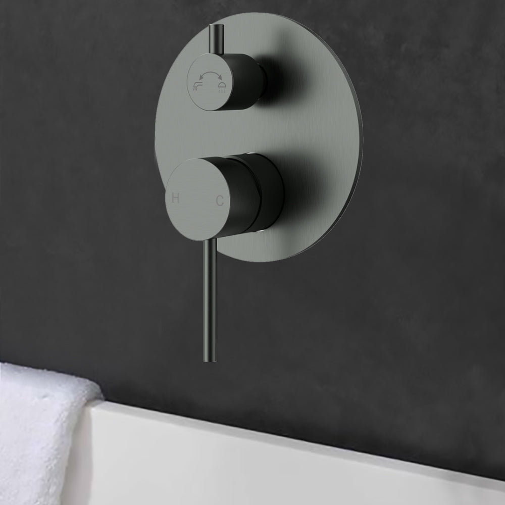 Otus Slimline SS Wall Diverter Mixer Trim Kits Gun Metal- PLC3002SS-TK-GM - Bathroom Hub
