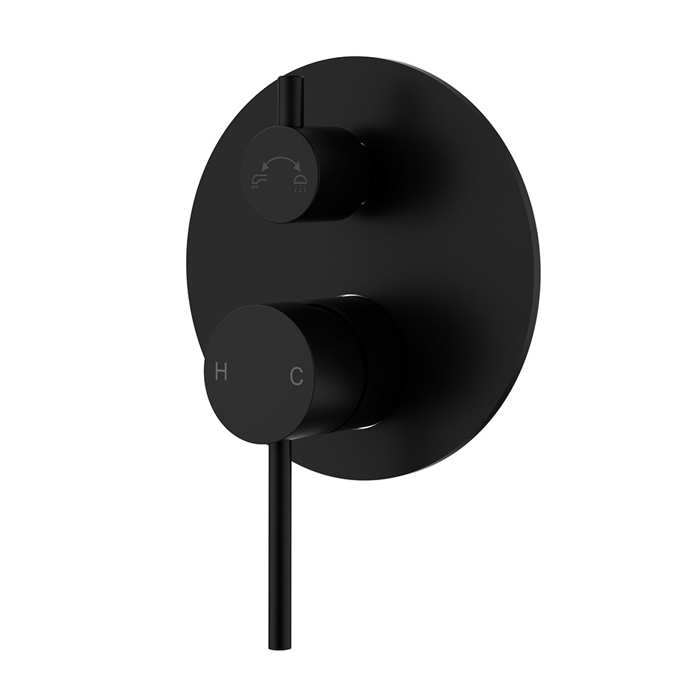 Otus Slimline SS Wall Diverter Mixer Trim Kits Matt Black - PLC3002SS-TK-MB - Bathroom Hub