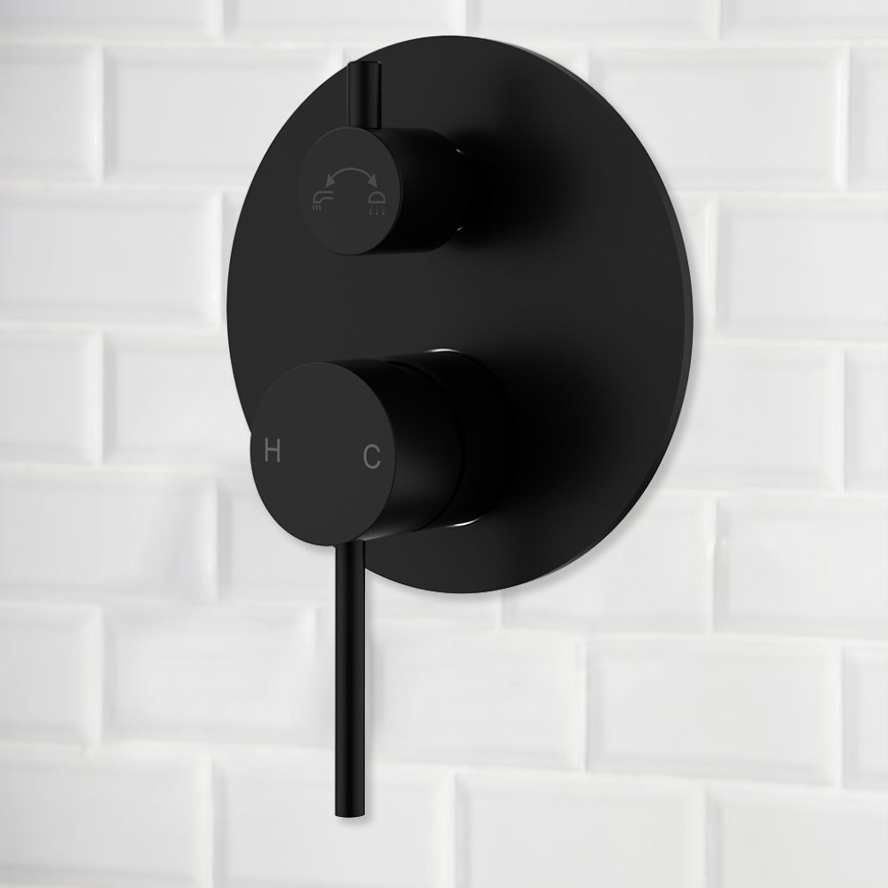 Otus Slimline SS Wall Diverter Mixer Trim Kits Matt Black - PLC3002SS-TK-MB - Bathroom Hub