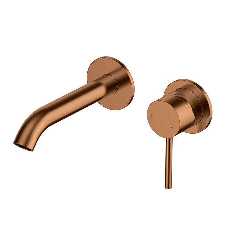 Otus Slimline SS Wall Basin Mixer Separate Trim Kit Brush Copper PLC3004SS-TK-BC