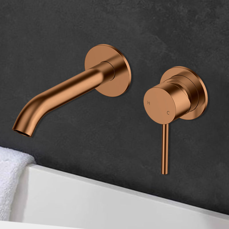 Otus Slimline SS Wall Basin Mixer Separate Trim Kit Brush Copper PLC3004SS-TK-BC