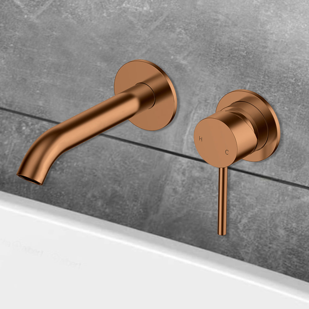 Otus Slimline SS Wall Basin Mixer Separate Trim Kit Brush Copper PLC3004SS-TK-BC - Bathroom Hub
