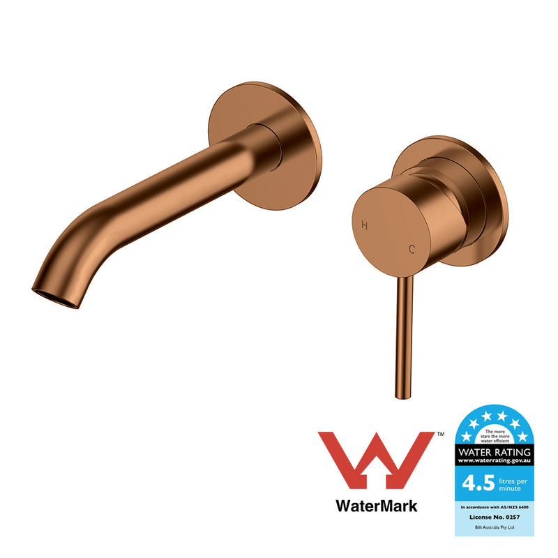 Otus Slimline SS Wall Basin Mixer Separate Trim Kit Brush Copper PLC3004SS-TK-BC