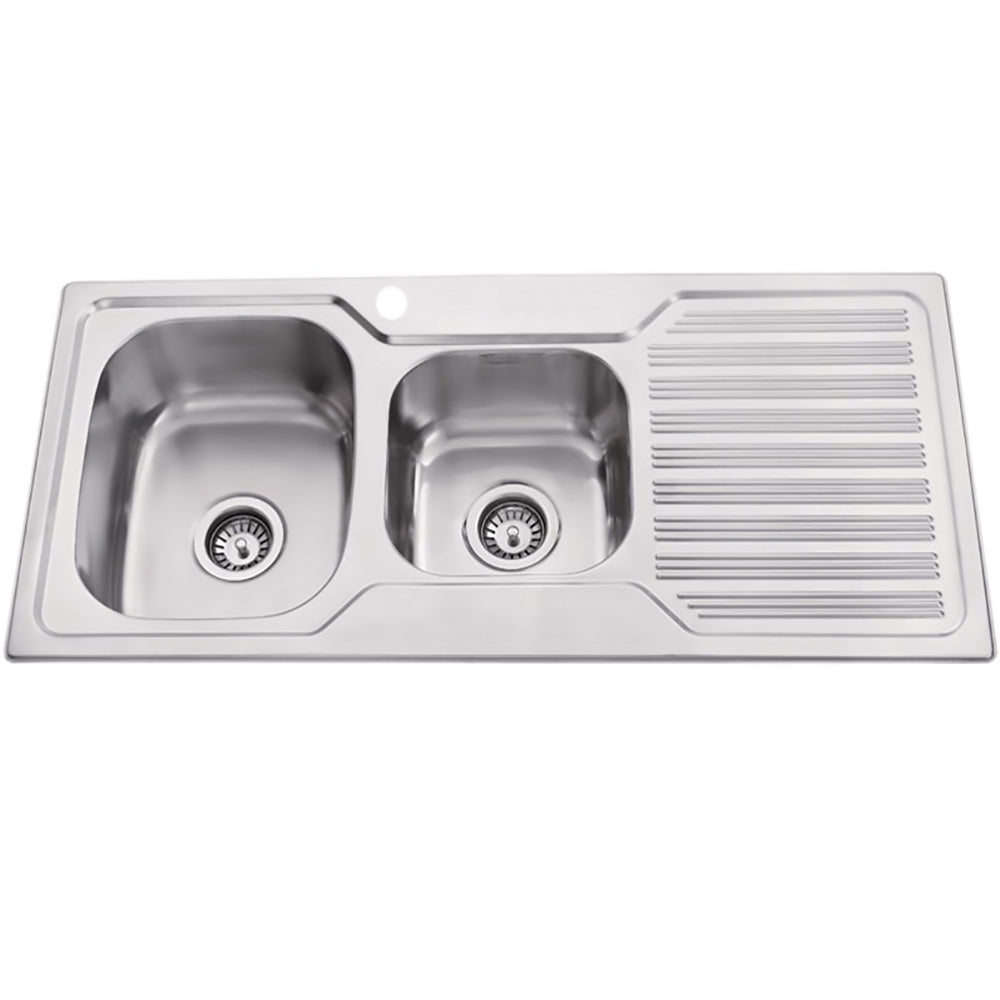 Eden 1 & 3/4 Bowl & Single Drainer Kitchen Sink 1080 x 480mm PN1080ALHB - Bathroom Hub