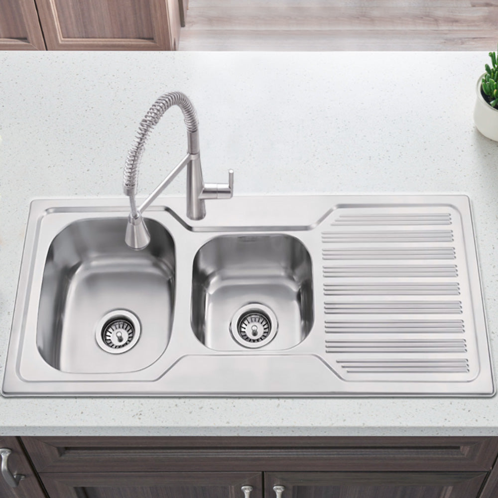 Eden 1 & 3/4 Bowl & Single Drainer Kitchen Sink 1080 x 480mm PN1080ALHB - Bathroom Hub