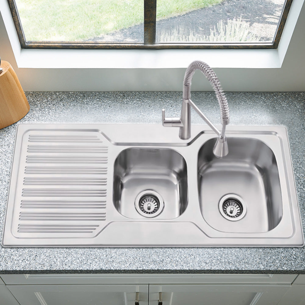 Eden 1 & 3/4 Bowl & Single Drainer Kitchen Sink 1080 x 480mm PN1080ARHB - Bathroom Hub