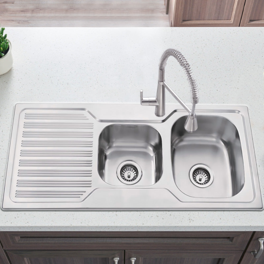 Eden 1 & 3/4 Bowl & Single Drainer Kitchen Sink 1080 x 480mm PN1080ARHB - Bathroom Hub