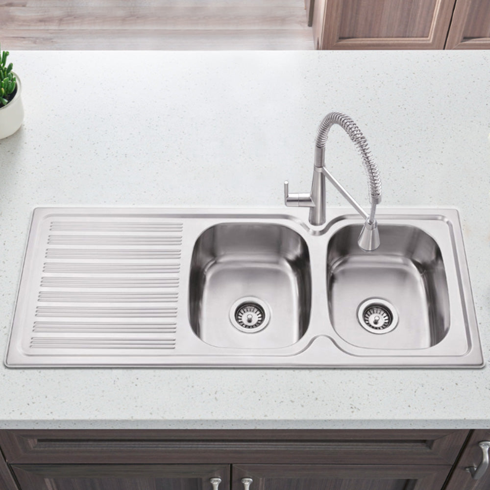 Eden Double Bowl & Single Drainer Kitchen Sink 1180 x 480mm PN1180ARHB - Bathroom Hub