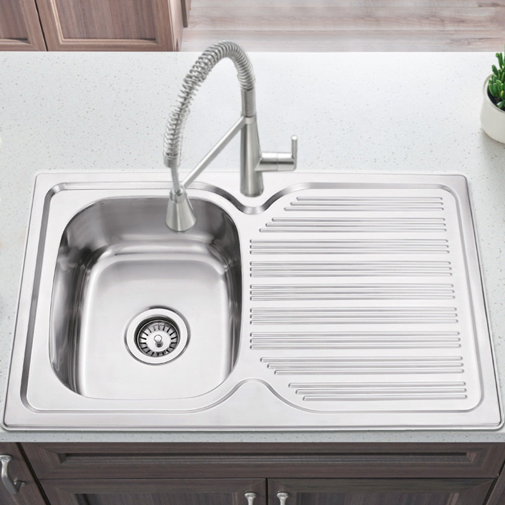 Eden Single Bowl & Single Drainer Kitchen Sink 780 x 480mm PN780ALHB - Bathroom Hub