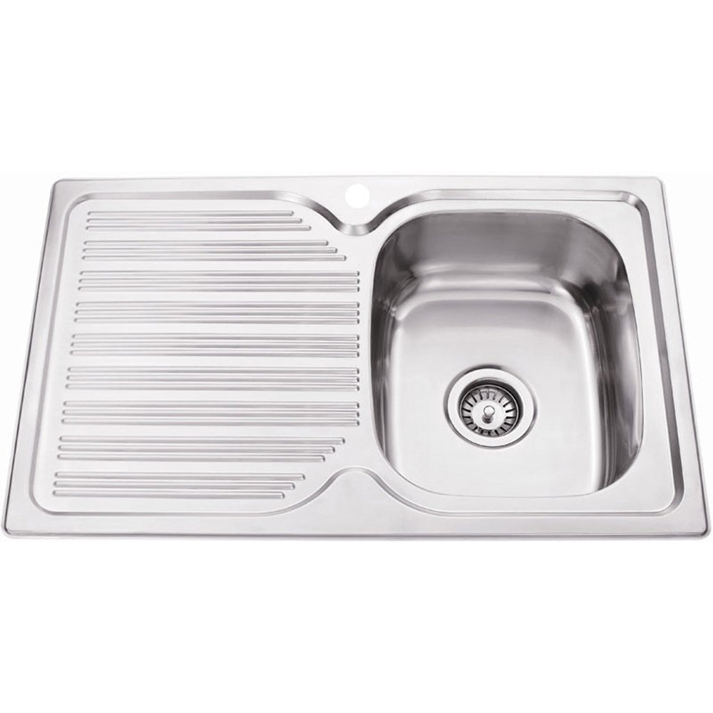 Eden Single Bowl & Single Drainer Kitchen Sink 780 x 480mm PN780ARHB - Bathroom Hub