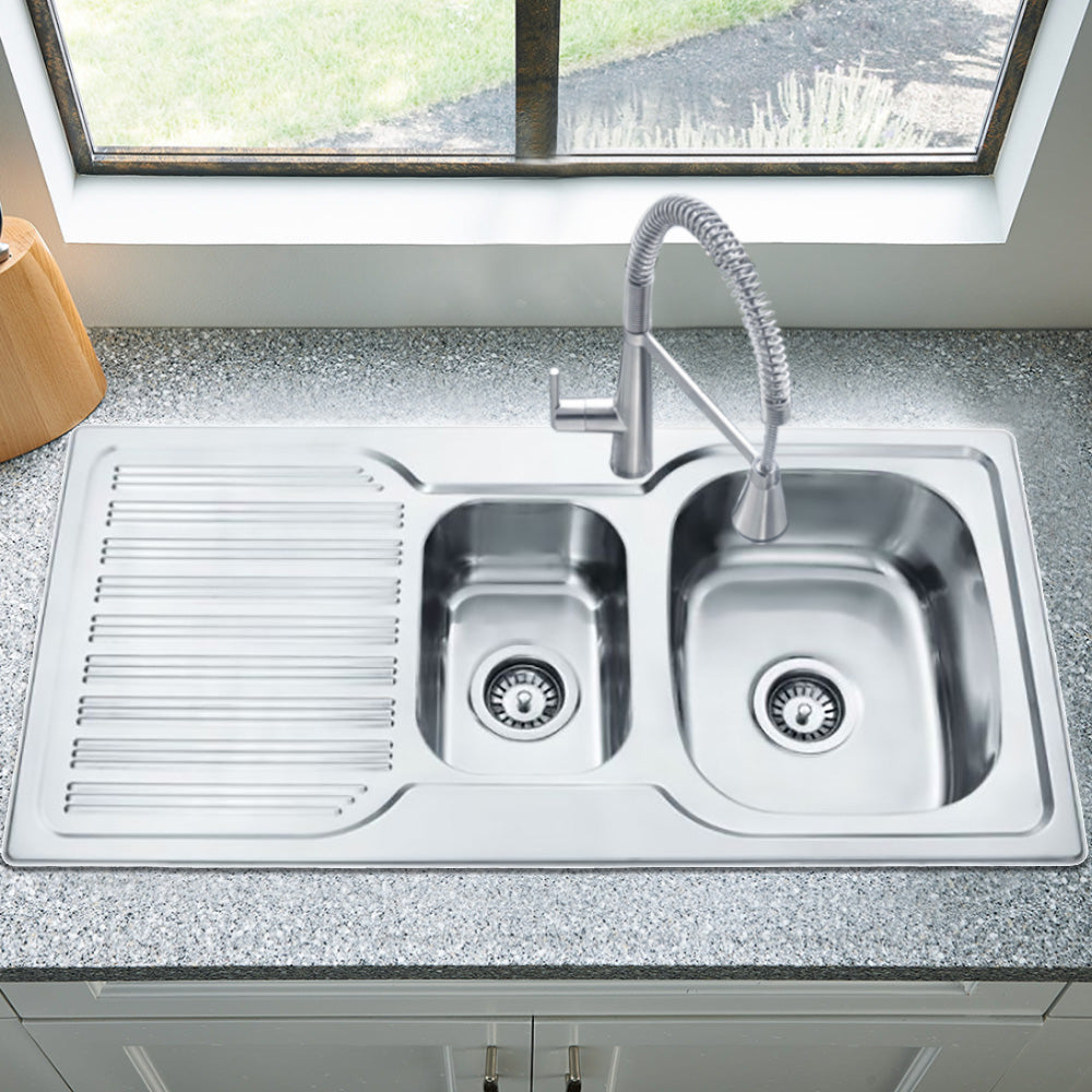Eden 1 & 1/2 Bowl & Single Drainer Kitchen Sink 980 x 480mm PN980ARHB - Bathroom Hub