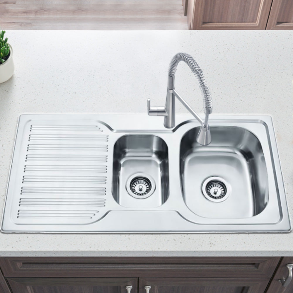 Eden 1 & 1/2 Bowl & Single Drainer Kitchen Sink 980 x 480mm PN980ARHB - Bathroom Hub