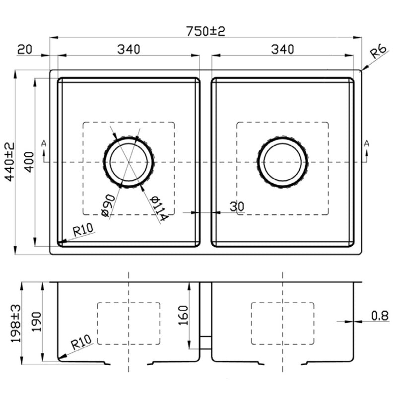 New Cora Double Bowl Kitchen Sink 750 x 440mm PR4034ND