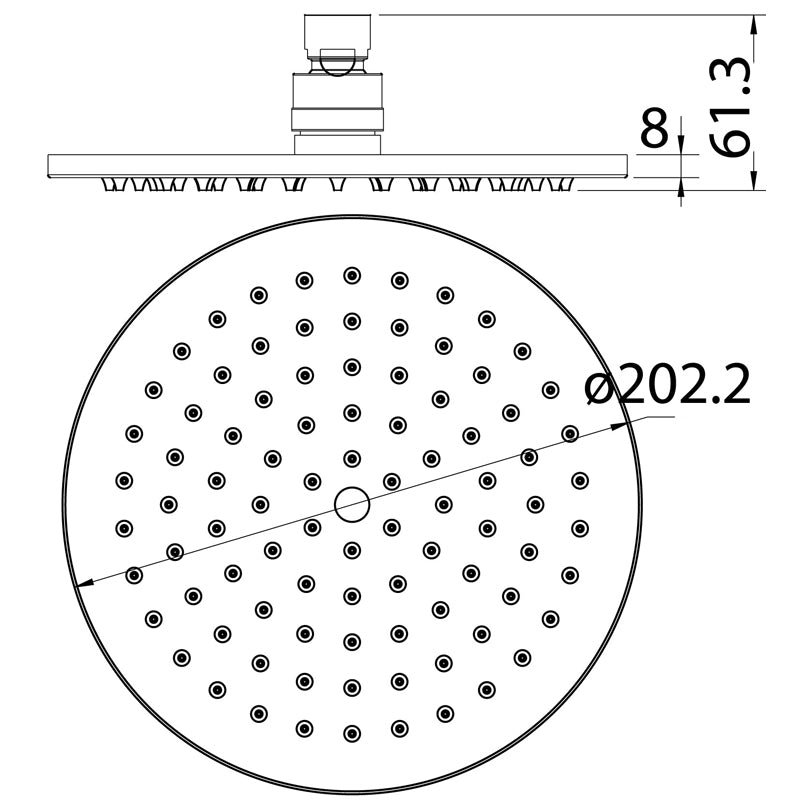 Cora Round Shower Head 200mm Brushed Nickel PRB1056N-BN