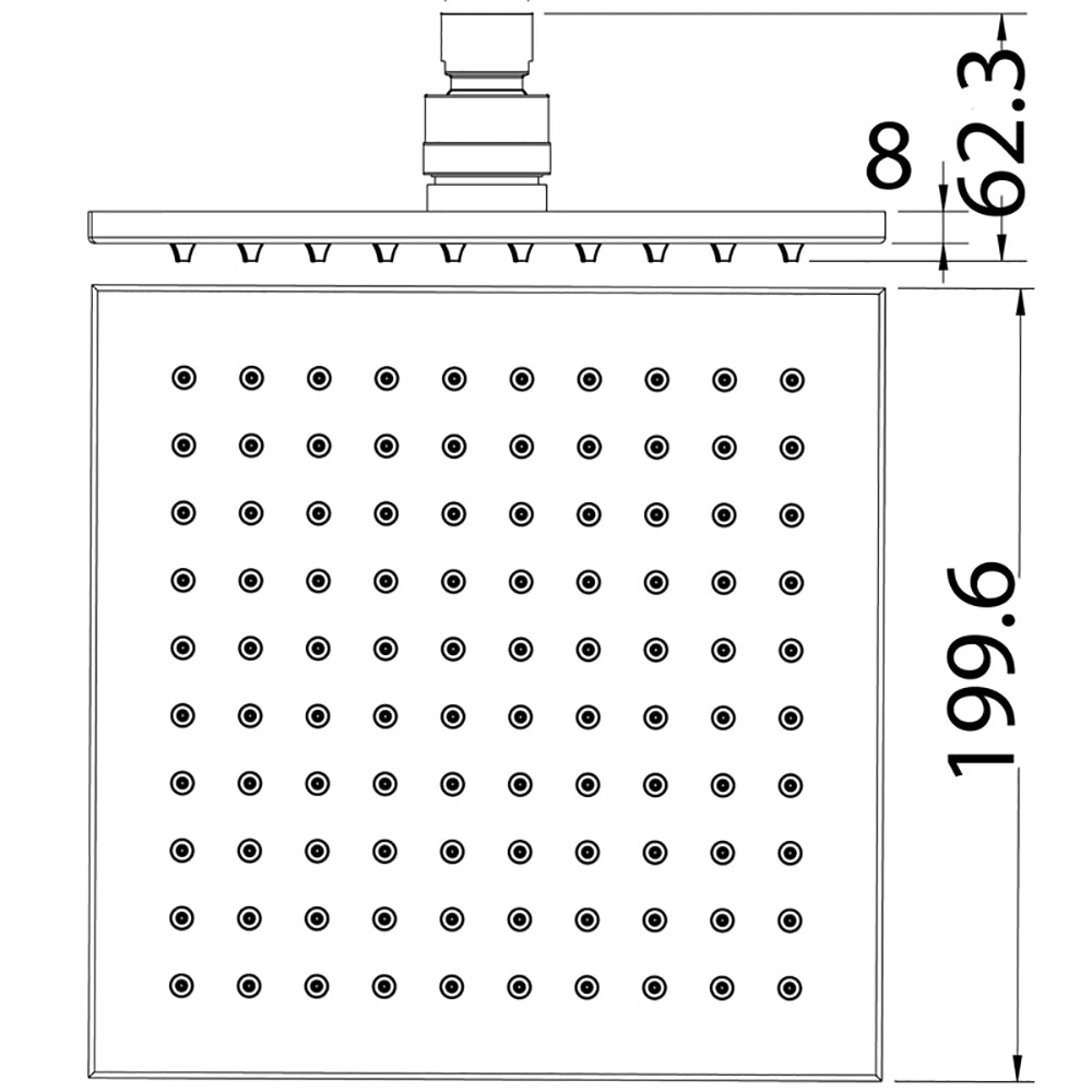 Eden Square Shower Head 200mm Matt Black PRB1067N-B