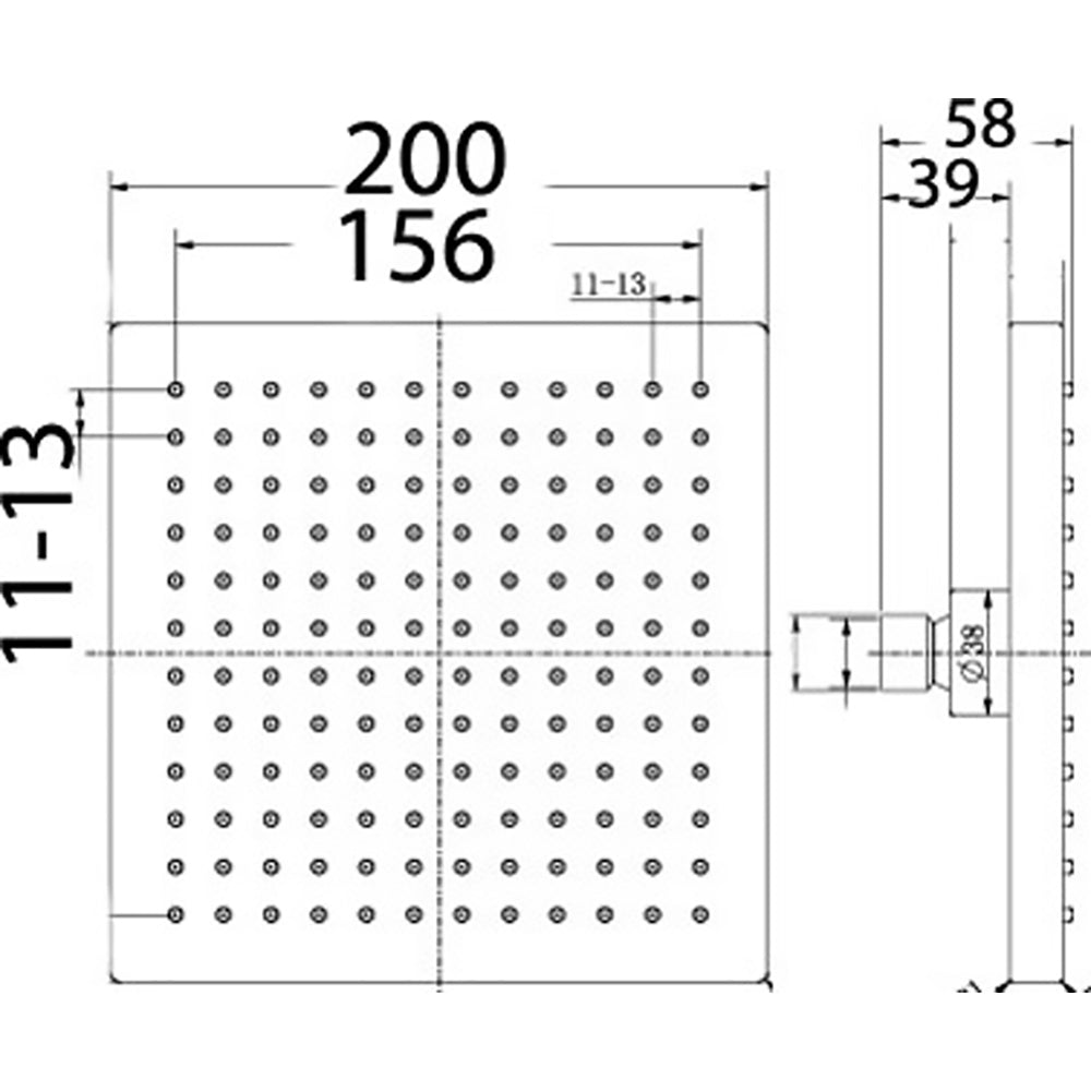 Rosa Shower Head 200mm PRP1025-1N