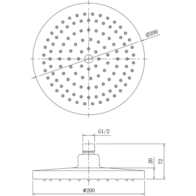 Otus Shower Head 200mm PRP1052-N