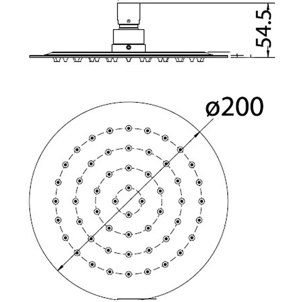Dove Round SS Shower Head 200mm PRS0801N-R - Bathroom Hub