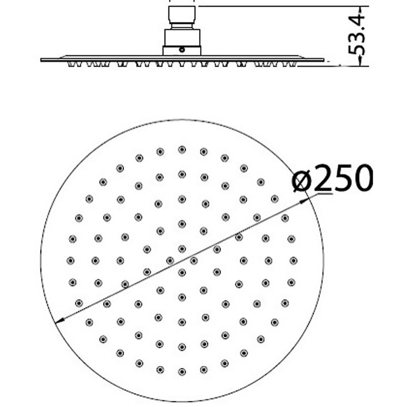 DOVE ROUND SS SHOWER HEAD 250mm Brushed Nickel