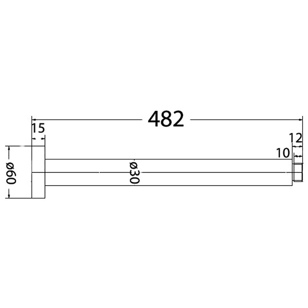 Round Vertical Arm 470mm PRY001A - Bathroom Hub