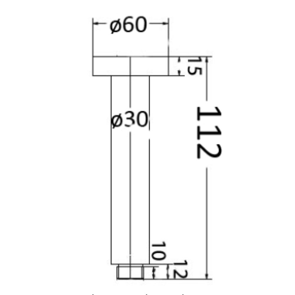 Round Vertical Arm 100mm PRY001D - Bathroom Hub