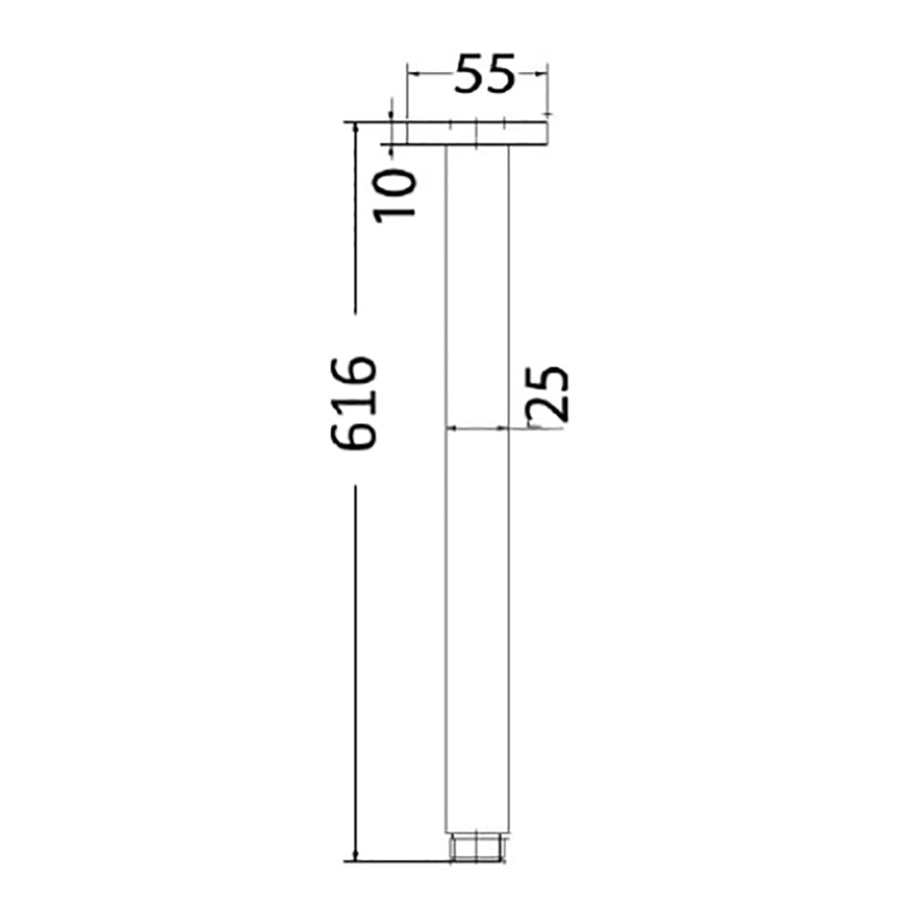 Square Vertical Ceiling Shower Arm 610mm PRY002B - Bathroom Hub