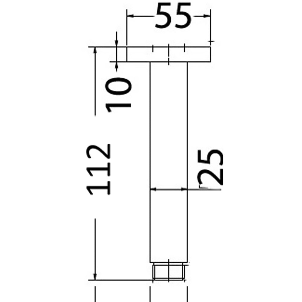 Square Vertical Ceiling Shower Arm 100mm PRY002D - Bathroom Hub