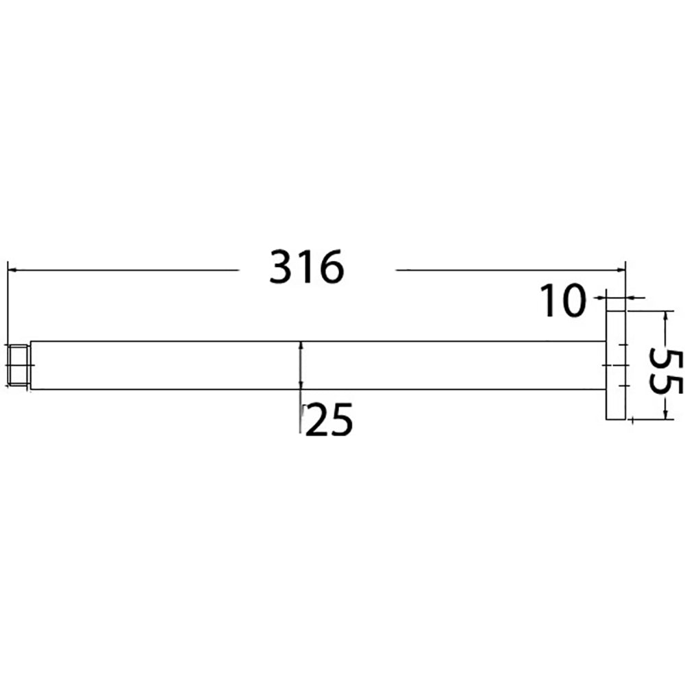 Square Vertical Ceiling Shower Arm 300mm PRY002