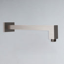 Square Horizontal Wall Mounted Shower Arm 400mm Brushed Nickel - PRY003-BN