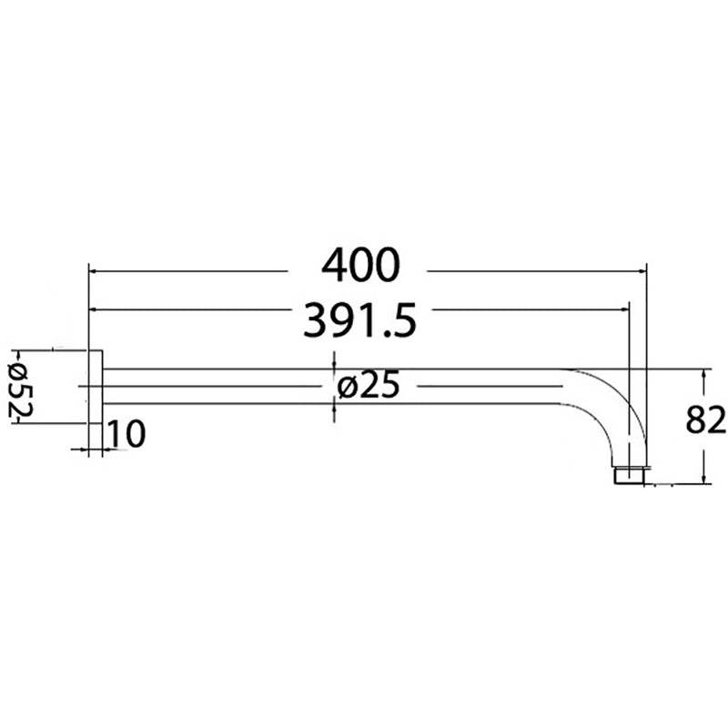 Round Horizontal Arm 400mm Brushed Gold PRY006-BG