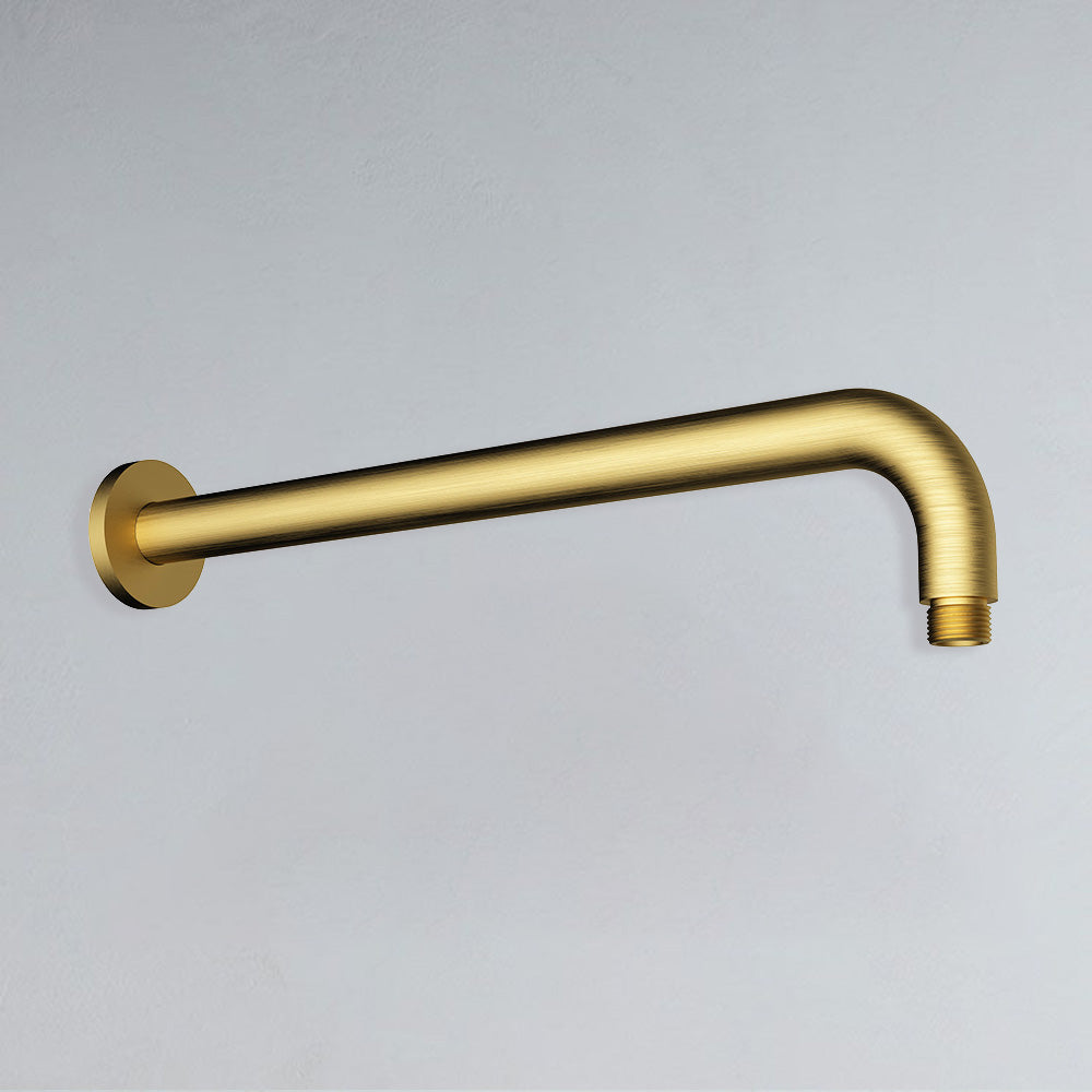 Round Horizontal Shower Arm 400mm Brushed Gold PRY006-BG - Bathroom Hub