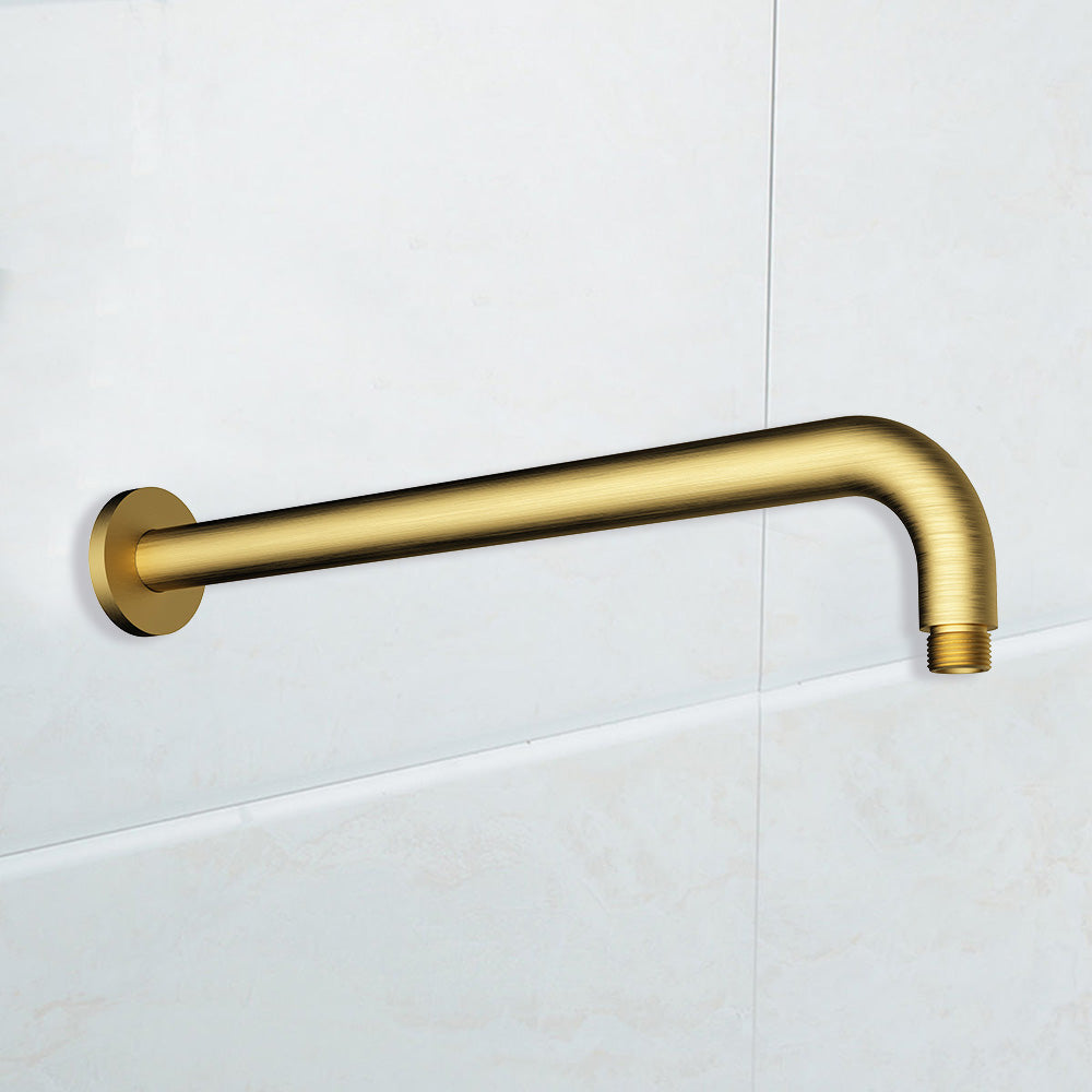 Round Horizontal Shower Arm 400mm Brushed Gold PRY006-BG - Bathroom Hub