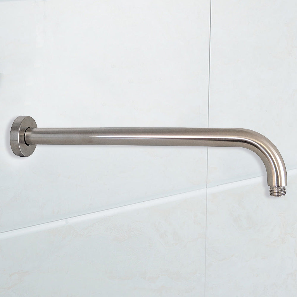 Round Horizontal Shower Arm 400mm Brushed Nickel PRY006-BN - Bathroom Hub