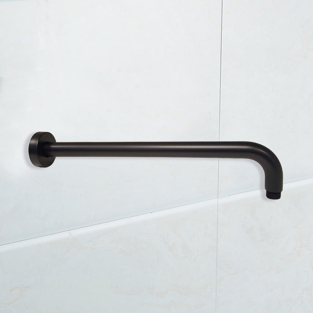 Round Horizontal Shower Arm 400mm Matt Black PRY006-B - Bathroom Hub