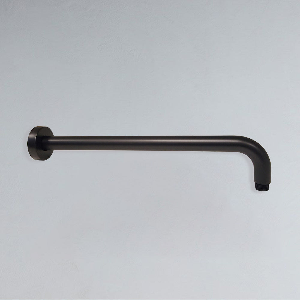 Round Horizontal Shower Arm 400mm Matt Black PRY006-B - Bathroom Hub