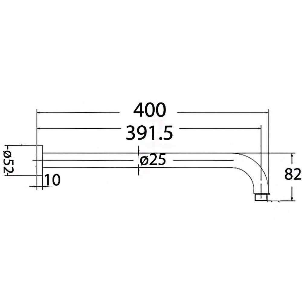 Round Horizontal Shower Arm 400mm Brush Copper PRY006SS-BC - Bathroom Hub