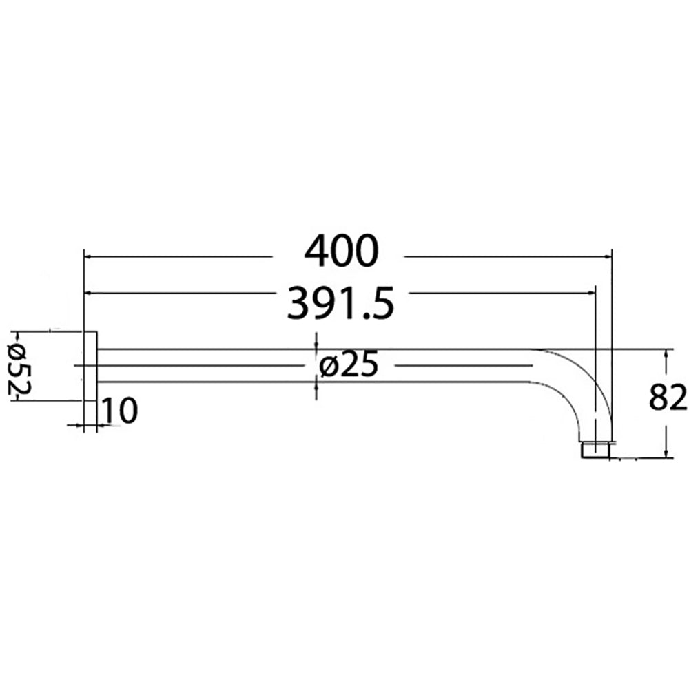 Round Horizontal Shower Arm 400mm PRY006 - Bathroom Hub