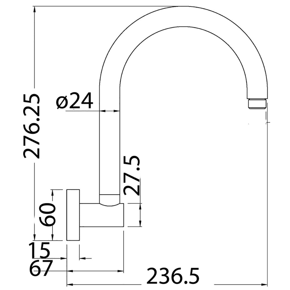 High Rise Round Shower Arm PRY016N - Bathroom Hub