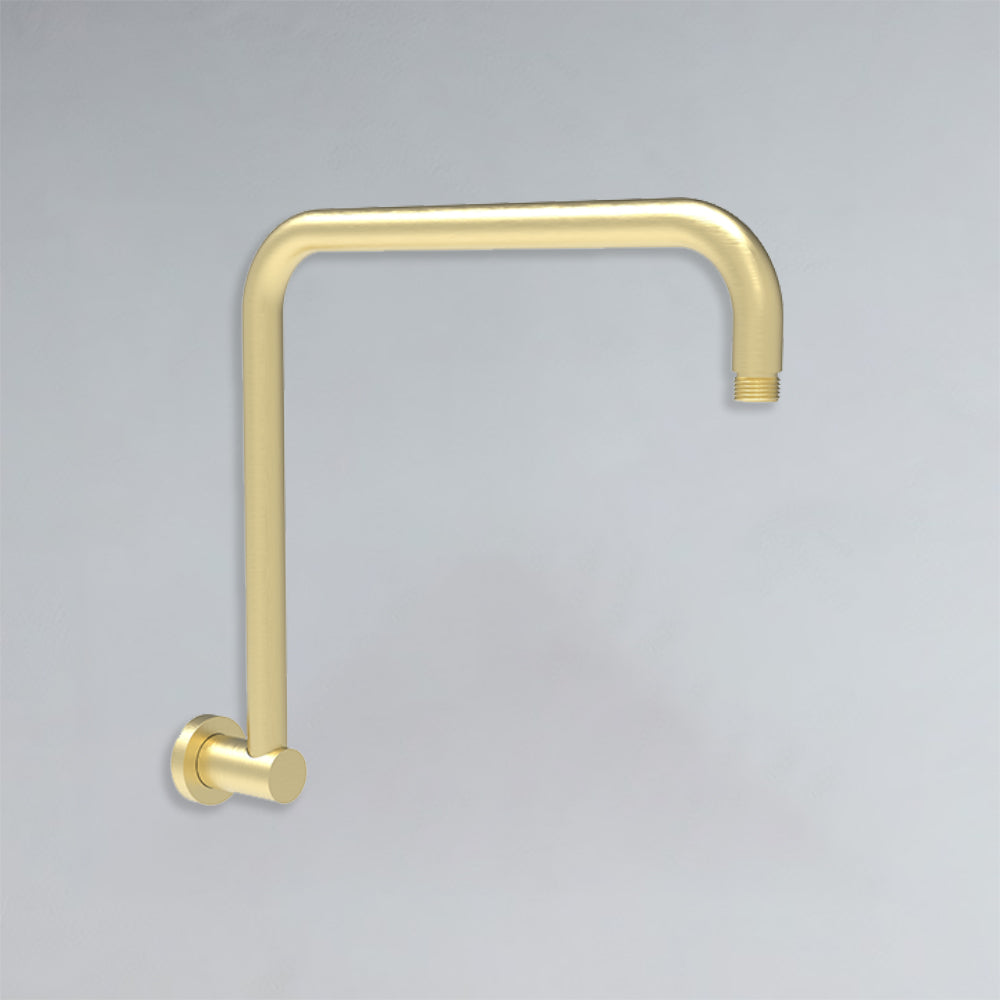 Round Rectangle Curved Shower Arm Brushed Gold - PRY020-BG - Bathroom Hub