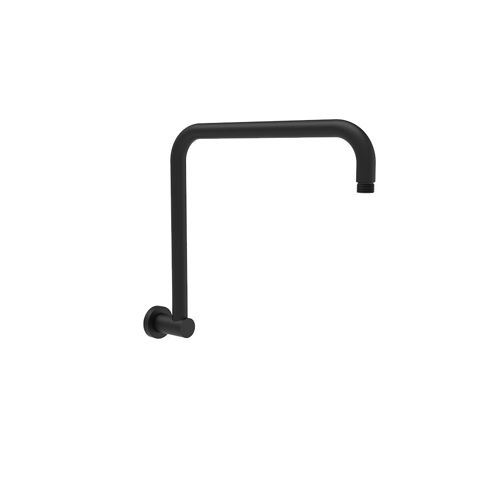Round Rectangle Curved Shower Arm Matt Black - PRY020-MB - Bathroom Hub