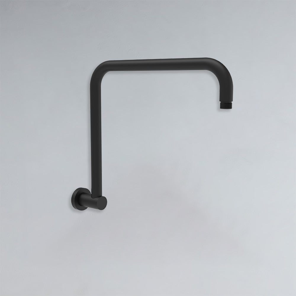 Round Rectangle Curved Shower Arm Matt Black - PRY020-MB - Bathroom Hub