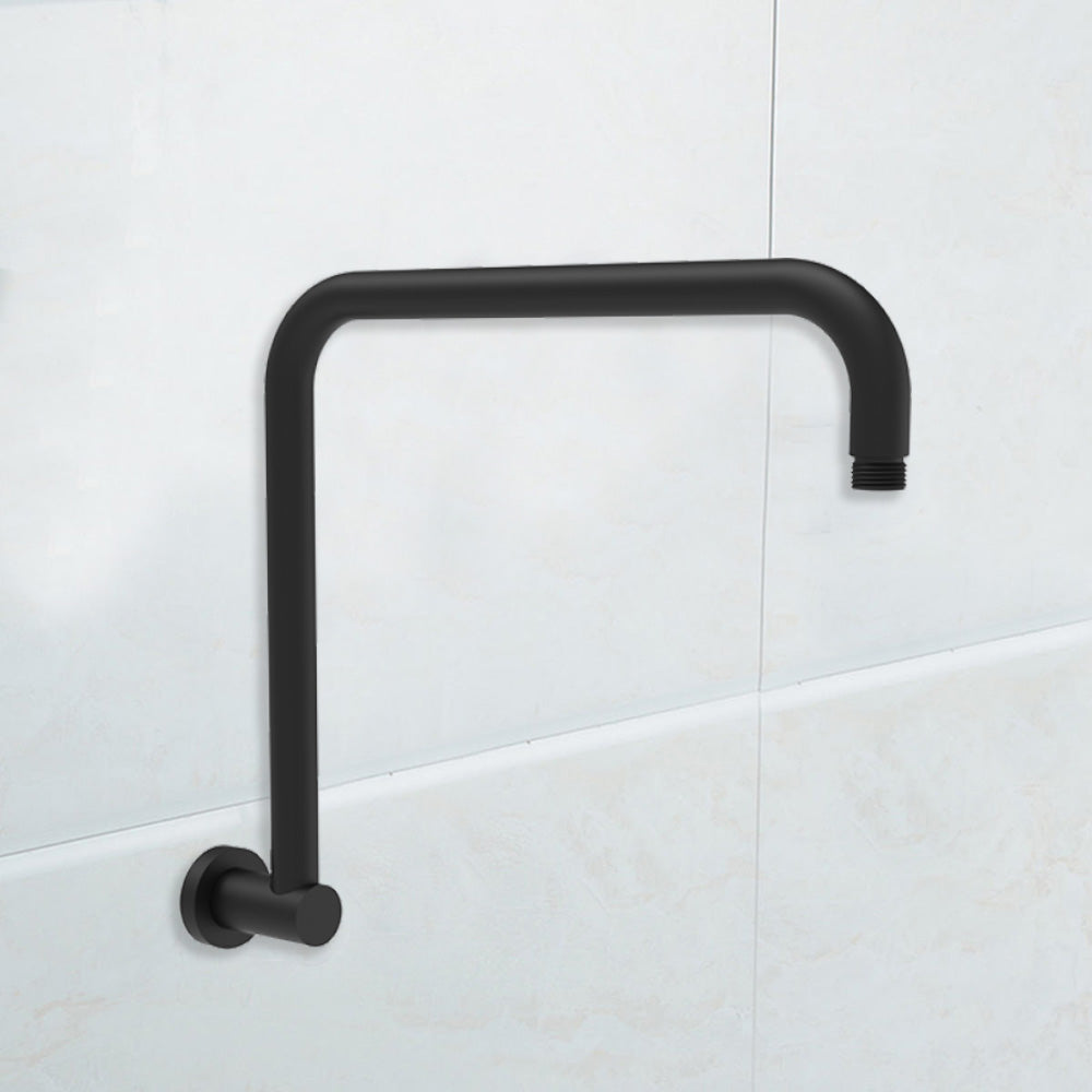 Round Rectangle Curved Shower Arm Matt Black - PRY020-MB - Bathroom Hub