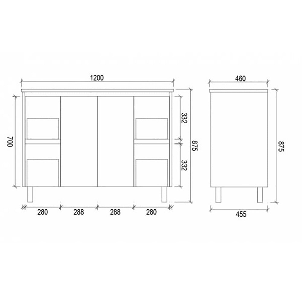 Freestanding White Bathroom Vanity PVC1200 - Bathroom Hub