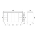 Double Bowl Freestanding White Bathroom Vanity PVC1500D