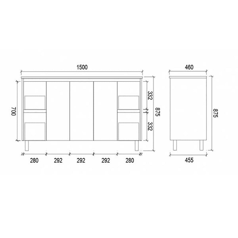 PVC Freestanding White Bathroom Vanity PS1500