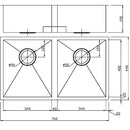 Rosa Double Bowl Kitchen Sink 760 x 440mm PS340D
