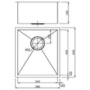 Rosa Single Bowl Kitchen Sink 380 x 440mm PS340