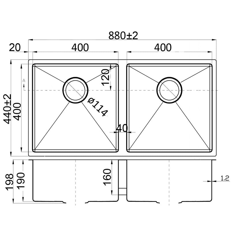 Eden Double Bowl Kitchen Sink 880 x 440mm PS400DR