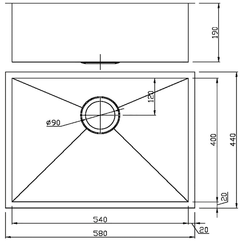 Eden Single Bowl Kitchen Sink 580 x 440mm