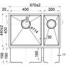 Eden Double Bowl Kitchen Sink 670 x 440mm PS670DR